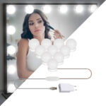 GLOBOSTAR® MIRRORPEARLS 79047 Μοντέρνο Φωτιστικό Γιρλάντα Καθρέπτη Μακιγιάζ με USB 5.0 LED 8W 800lm 260° DC 5V Αδιάβροχο IP54 Ρυθμιζόμενο Λευκό CCT με Ενσωματωμένο Χειριστήριο από 2700K έως 6000K Dimmable - Sanan SMD Chip - Λευκό - Μ200 x Π4.5 x Υ4.9cm - Πακέτο 10 Τεμαχίων - 3 Χρόνια Εγγύηση - Image 2