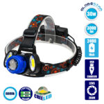 GLOBOSTAR® HEADLAMP 79056 Φακός Κεφαλής με Αισθητήρα Hand Swipe LED 20W 2000lm 15~60° DC 5V με USB-C με Επαναφορτιζόμενη Μπαταρία Li-ion 3.7V 2x18650 4800mAh Αδιάβροχο IP54 Ψυχρό Λευκό 6000K - CREE XHP50 & COB Chip - Μ7.5 x Π5.5 x Υ4.8cm - 1 Χρόνο Εγγύηση