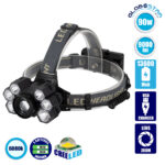 GLOBOSTAR® HEADLAMP 79061 Φακός Κεφαλής LED 30W 3000lm 15~60° DC 5V με USB-C με Επαναφορτιζόμενη Μπαταρία Li-ion 3.7V 2x18650 6000mAh Αδιάβροχο IP54 Ψυχρό Λευκό 6000K - CREE XML2-T6 Chip - Μ9.5 x Π5 x Υ5cm - 2 Χρόνια Εγγύηση