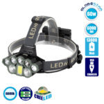 GLOBOSTAR® HEADLAMP 79062 Φακός Κεφαλής LED 40W 4000lm 15~60° DC 5V με USB-C με Επαναφορτιζόμενη Μπαταρία Li-ion 3.7V 2x18650 6000mAh Αδιάβροχο IP54 Ψυχρό Λευκό 6000K - CREE XML2-T6 Chip - Μ9.2 x Π3 x Υ4.5cm - 1 Χρόνο Εγγύηση