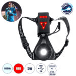 GloboStar® 79072 Φορητός Φακός Ασφαλείας Στήθους & Πλάτης για Ποδηλάτες & Runners με Φωτεινή Σήμανση LED XRE Q5 5W 600lm 200° - Ενσωματωμένη Μπαταρία 2000mAh DC 5V Επαναφορτιζόμενος με Καλώδιο Τροφοδοσίας USB 2.0 3 Modes Αδιάβροχος IP66 Ψυχρό Λευκό 6000K