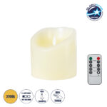 GLOBOSTAR® FIREFLAME 79541 Διακοσμητικό Κερί Παραφίνης με Εφέ Κινούμενης Φλόγας & IR Ασύρματο Χειριστήριο LED 0.5W 25lm 180° DC 3V με 2xAA Μπαταρίες IP20 Θερμό Λευκό 2700K Dimmable - Μπεζ - Μ10 x Π10 x Υ10cm - 2 Χρόνια Εγγύηση