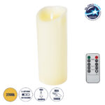 GLOBOSTAR® FIREFLAME 79544 Διακοσμητικό Κερί Παραφίνης με Εφέ Κινούμενης Φλόγας & IR Ασύρματο Χειριστήριο LED 0.5W 25lm 180° DC 3V με 2xAA Μπαταρίες IP20 Θερμό Λευκό 2700K Dimmable - Μπεζ -  Μ10 x Π10 x Υ25cm - 2 Χρόνια Εγγύηση