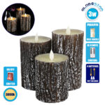 GLOBOSTAR® EVERFLAME 79562 Διακοσμητικό Κερί Παραφίνης με Εφέ Κινούμενης Φλόγας & IR Ασύρματο Χειριστήριο LED 0.5W 25lm 120° DC 3V με 2xAA Μπαταρίες IP20 Θερμό Λευκό 2700K Dimmable - Μ7.5 x Π7.5 x Υ15cm - Πακέτο 3 Τεμαχίων - 1 Χρόνο Εγγύηση