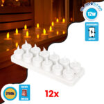 GLOBOSTAR® FIREFLAME 79565 Διακοσμητικά Κεράκια Ρεσώ με Εφέ Κινούμενης Φλόγας & Βάση Φόρτισης LED 0.2W 5lm 180° DC 1.2V με 12x Επαναφορτιζόμενες Μπαταρίες Ni-MH IP20 Θερμό Λευκό 2700K - Λευκό - Μ3.9 x Π3.9 x Υ4.9cm - Πακέτο 6 Τεμαχίων - 2 Χρόνια Εγγύηση