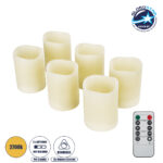 GLOBOSTAR® FIREFLAME 79566 Διακοσμητικό Κερί Παραφίνης με Εφέ Κινούμενης Φλόγας & IR Ασύρματο Χειριστήριο LED 0.5W 25lm 180° DC 3V με 2xAA Μπαταρίες IP20 Θερμό Λευκό 2700K Dimmable - Μπεζ - Μ7.6 x Π7.6 x Υ10cm - Πακέτο 6 Τεμαχίων - 2 Χρόνια Εγγύηση