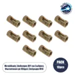 GLOBOSTAR® PIPEADAPT 79596 Μεταλλικός DIY Σύνδεσμος για Ολόπασους Σωλήνες Φωτιστικών - Μ1.3 x Π1.3 x Υ3cm - Πακέτο 10 Τεμαχίων