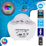 GloboStar® 79604 Λευκό Επιτραπέζιο Διακοσμητικό Φωτιστικό Ειδικών Εφε NIGHT SKY GALAXY 3D LED 10W DC 5V 2200mAh Επαναφορτιζόμενο με Bluetooth Speaker - Sound Activated - Καλώδιο Τροφοδοσίας USB και Ασύρματο Χειριστήριο RF 2.4Ghz Πολύχρωμo RGB Dimmable
