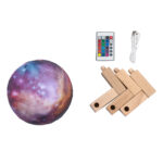GloboStar® MOON 79615 Επιτραπέζιο Φωτιστικό Πορτατίφ LED 2W 100lm 360° DC 5V IP20 RGBW Dimmable Πολύχρωμο Πλαστικό με Μπεζ Ξύλο - Μ10 x Π10 x Υ13.5cm - 2 Xρόνια Εγγύηση - Image 4