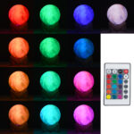 GloboStar® MOON 79615 Επιτραπέζιο Φωτιστικό Πορτατίφ LED 2W 100lm 360° DC 5V IP20 RGBW Dimmable Πολύχρωμο Πλαστικό με Μπεζ Ξύλο - Μ10 x Π10 x Υ13.5cm - 2 Xρόνια Εγγύηση - Image 5