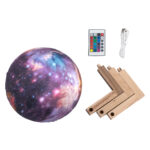 GloboStar® MOON 79616 Επιτραπέζιο Φωτιστικό Πορτατίφ LED 4W 200lm 360° DC 5V IP20 RGBW Dimmable Πολύχρωμο Πλαστικό με Μπεζ Ξύλο - Μ15 x Π15 x Υ19cm - 2 Xρόνια Εγγύηση - Image 5