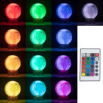 GloboStar® MOON 79617 Επιτραπέζιο Φωτιστικό Πορτατίφ LED 6W 360lm 360° DC 5V IP20 RGB Dimmable Πολύχρωμο Πλαστικό με Μπεζ Ξύλο - Μ20 x Π20 x Υ25cm - 2 Xρόνια Εγγύηση - Image 6