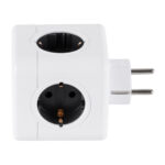GLOBOSTAR® POWERCUBE 79627 Πολύπριζο 5 Θέσεων με 5 x EU Schuko Πρίζες Ασφαλείας Childproof AC 220-240V 3680W/16A Max Load IP20 - Λευκό & Γκρι - Μ7.5 x Π11.5 x Υ7.5cm - Image 3