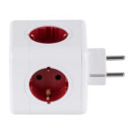 GLOBOSTAR® POWERCUBE 79628 Πολύπριζο 5 Θέσεων με 5 x EU Schuko Πρίζες Ασφαλείας Childproof AC 220-240V 3680W/16A Max Load IP20 - Λευκό & Κόκκινο - Μ7.5 x Π11.5 x Υ7.5cm - Image 3