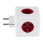 GLOBOSTAR® POWERCUBE 79628 Πολύπριζο 5 Θέσεων με 5 x EU Schuko Πρίζες Ασφαλείας Childproof AC 220-240V 3680W/16A Max Load IP20 - Λευκό & Κόκκινο - Μ7.5 x Π11.5 x Υ7.5cm - Image 6