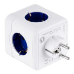 GLOBOSTAR® POWERCUBE 79629 Πολύπριζο 5 Θέσεων με 5 x EU Schuko Πρίζες Ασφαλείας Childproof AC 220-240V 3680W/16A Max Load IP20 - Λευκό & Μπλε - Μ7.5 x Π11.5 x Υ7.5cm - Image 4