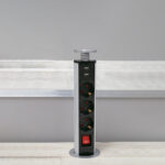 GLOBOSTAR® POWERFOLD 79630 Χωνευτό Πτυσσόμενο Πολύπριζο 5 Θέσεων με 2 x Πρίζες DC 5V USB 3.0 & 3 x EU Schuko Πρίζες Ασφαλείας Childproof AC 220-240V 3000W/13A Max Load με Διακόπτη On/Off IP20 - Μαύρο & Γκρι - Μ8 x Π8 x Υ33cm - Image 4