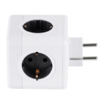 GLOBOSTAR® POWERCUBE 79633 Πολύπριζο 6 Θέσεων με 2 x Πρίζες DC 5V USB 2.0 & 4 x EU Schuko Πρίζες Ασφαλείας Childproof AC 220-240V 3680W/16A Max Load IP20 - Λευκό & Γκρι - Μ7.5 x Π11.5 x Υ7.5cm - Image 3