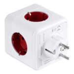 GloboStar® TRAVEL PowerCube PRO Certified 79634 Πολύπριζο 6 Θέσεων με 4 Πρίζες Ασφαλείας Childproof EU Schuko AC 220-240V & 2 Πρίζες USB Max 2.1A/DC 5V Μ7.5 x Π11.5 x Υ7.5 - Λευκό με Κόκκινο - Max Load 3680W/16A - Image 4
