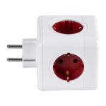 GloboStar® TRAVEL PowerCube PRO Certified 79634 Πολύπριζο 6 Θέσεων με 4 Πρίζες Ασφαλείας Childproof EU Schuko AC 220-240V & 2 Πρίζες USB Max 2.1A/DC 5V Μ7.5 x Π11.5 x Υ7.5 - Λευκό με Κόκκινο - Max Load 3680W/16A - Image 6