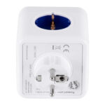 GloboStar® TRAVEL PowerCube PRO Certified 79638 Πολύπριζο 6 Θέσεων με 4 Πρίζες Ασφαλείας Childproof EU Schuko AC 220-240V & 2 Πρίζες USB Max 2.1A/DC 5V Μ7.5 x Π11.5 x Υ7.5 - Λευκό με Μπλε - Max Load 3680W/16A - Image 5