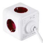 GloboStar® TRAVEL PowerCube PRO Certified 79642 Πολύπριζο 6 Θέσεων με 1.5m Kαλώδιο - 4 Πρίζες Ασφαλείας Childproof EU Schuko AC 220-240V & 2 Πρίζες USB Max 2.1A/DC 5V Μ7.5 x Π7.5 x Υ7.5 - Λευκό με Κόκκινο - Max Load 3680W/16A - Image 4