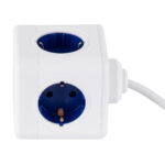 GloboStar® TRAVEL PowerCube PRO Certified 79643 Πολύπριζο 6 Θέσεων με 1.5m Kαλώδιο - 4 Πρίζες Ασφαλείας Childproof EU Schuko AC 220-240V & 2 Πρίζες USB Max 2.1A/DC 5V Μ7.5 x Π7.5 x Υ7.5 - Λευκό με Μπλε - Max Load 3680W/16A - Image 3