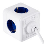 GloboStar® TRAVEL PowerCube PRO Certified 79643 Πολύπριζο 6 Θέσεων με 1.5m Kαλώδιο - 4 Πρίζες Ασφαλείας Childproof EU Schuko AC 220-240V & 2 Πρίζες USB Max 2.1A/DC 5V Μ7.5 x Π7.5 x Υ7.5 - Λευκό με Μπλε - Max Load 3680W/16A - Image 4