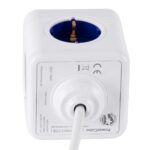 GloboStar® TRAVEL PowerCube PRO Certified 79643 Πολύπριζο 6 Θέσεων με 1.5m Kαλώδιο - 4 Πρίζες Ασφαλείας Childproof EU Schuko AC 220-240V & 2 Πρίζες USB Max 2.1A/DC 5V Μ7.5 x Π7.5 x Υ7.5 - Λευκό με Μπλε - Max Load 3680W/16A - Image 5