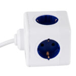 GloboStar® TRAVEL PowerCube PRO Certified 79643 Πολύπριζο 6 Θέσεων με 1.5m Kαλώδιο - 4 Πρίζες Ασφαλείας Childproof EU Schuko AC 220-240V & 2 Πρίζες USB Max 2.1A/DC 5V Μ7.5 x Π7.5 x Υ7.5 - Λευκό με Μπλε - Max Load 3680W/16A - Image 6