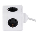GloboStar® TRAVEL PowerCube PRO Certified 79644 Πολύπριζο 5 Θέσεων με 1.5m Kαλώδιο - 5 Πρίζες Ασφαλείας Childproof EU Schuko AC 220-240V Μ7.5 x Π7.5 x Υ7.5 - Λευκό με Γκρι - Max Load 3680W/16A - Image 3