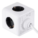 GloboStar® TRAVEL PowerCube PRO Certified 79644 Πολύπριζο 5 Θέσεων με 1.5m Kαλώδιο - 5 Πρίζες Ασφαλείας Childproof EU Schuko AC 220-240V Μ7.5 x Π7.5 x Υ7.5 - Λευκό με Γκρι - Max Load 3680W/16A - Image 4