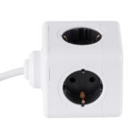 GloboStar® TRAVEL PowerCube PRO Certified 79644 Πολύπριζο 5 Θέσεων με 1.5m Kαλώδιο - 5 Πρίζες Ασφαλείας Childproof EU Schuko AC 220-240V Μ7.5 x Π7.5 x Υ7.5 - Λευκό με Γκρι - Max Load 3680W/16A - Image 6