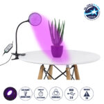 GLOBOSTAR® GROWME 79648 Φωτιστικό Ανάπτυξης Φυτών με Ενσωματωμένο Χειριστήριο LED 5W 150lm 160° DC 5V με USB 2.0 IP20 Πολύχρωμο Πλήρους Φάσματος Κόκκινο 660nm & Μπλε 450nm & UVIR 730nm Dimmable - Sanan SMD Chip - Μαύρο - Μ10 x Π20 x Υ36cm - 2 Χρόνια Εγγύηση