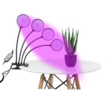 GloboStar® 79654 Grow Light Full Spectrum LED Φωτιστικό Ανάπτυξης Φυτών Γλάστρας με 4 Κινούμενες Κεφαλές & Βάση Clip SMD 2835 20W 160° DC 5V IP20 με Dimmer & Timer Εσωτερικού Χώρου για Κάλυψη Επιφάνειας 1m x 1m Πλήρους Φάσματος Φωτισμού - Image 2