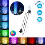 GLOBOSTAR® AQUARIUS 79682 Φωτιστικό Ενυδρείου με Οξυγονωτή LED 7.2W 360lm 180° AC 220-240V Αδιάβροχο IP68 Πολύχρωμο RGB - Sanan SMD Chip - Μαύρο - Μ5.5 x Π5.5 x Υ2.1cm - 2 Χρόνια Εγγύηση