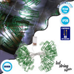 79801 Διακοσμητική Γιρλάντα Green Cactus 3 Μέτρα με Διακόπτη On/Off - 20 LED 2W με Μπαταρίες 2xAA & Διάφανο Καλώδιο IP20 Ψυχρό Λευκό 6000K Μ3m