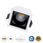 GLOBOSTAR® PLUTO-S 60264 Χωνευτό Downlight Σποτ με Honeycomb Anti Glare Reflector LED 7W 910lm 38° AC 220-240V IP20 Φυσικό Λευκό 4500K - Bridgelux COB Chip & TÜV SÜD Driver - Λευκό & Μαύρο Ματ - Μ6.4 x Π6.4 x Υ4.9cm / Q5.5 x 5.5cm - 5 Χρόνια Εγγύηση - Image 2