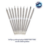 GLOBOSTAR® DRILLPRO-T12 79977 Σετ 10 Κεφαλών για Σταθμό Συγκόλλησης/Κολλητήρι Συμβατές με Μοντέλα HAKKO FX951 & FX952 - Μ15.5 x Π15.5 x Υ2cm - Πακέτο 10 Τεμαχίων