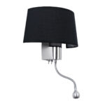GLOBOSTAR® ELEGANT 01492 Μοντέρνο Φωτιστικό Τοίχου - Απλίκα Ξενοδοχείου Reading Light με Ντουί 1 x E27 LED 3W 360lm 36° AC 220-240V IP20 Θερμό Λευκό 2700K - Bridgelux COB Chip - Χρώμιο & Μαύρο - Μ26 x Π16.5 x Υ33cm - 2 Χρόνια Εγγύηση - Image 2