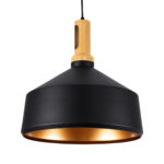 GLOBOSTAR® CALYPSO 01334-B Μοντέρνο Κρεμαστό Φωτιστικό Οροφής με Ντουί 1 x E27 AC 220-240V IP20 - Μαύρο & Μπρούτζινο - Μ36 x Π36 x Υ35cm - Image 2