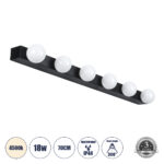 GLOBOSTAR® BELLA 60452 Μοντέρνο Φωτιστικό Τοίχου - Απλίκα Καθρέπτη Μπάνιου LED 18W 2052lm 300° AC 220-240V IP44 Φυσικό Λευκό 4500K - Bridgelux COB Chip & TÜV SÜD Driver - Μαύρο Ματ & Λευκό - Μ70 x Π11 x Υ6cm - 3 Χρόνια Εγγύηση - Image 2