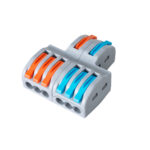 GLOBOSTAR® FAST-CONNECT 69914 Κλέμα Ταχείας Σύνδεσης & Διακλάδωσης Καλωδίων - 2 x Είσοδοι & 6 x Έξοδοι με Συμβατή Διατομή Καλωδίων 0.08mm² έως 2.5mm² - 250V/4KV 32A Max IP20 - Γκρι με Πορτοκαλί & Μπλε - Μ3.6 x Π4 x Υ1.5cm - Πακέτο 5 Τεμαχίων - Image 2