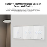 GloboStar® 80067 SONOFF T2EU3C-RF - 433MHz Wireless Smart Wall Touch Button Switch 3 Way - RF Series - Image 3