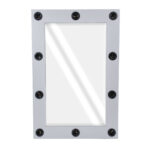 GloboStar® MAKEUP MIRROR-60x90-3 Μοντέρνος Καθρέπτης Μακιγιάζ με Πλαίσιο Φυσικού Ξύλου με Διακόπτη On/Off 10 x E27 AC220-240V - Μ60 x Π7 x Υ90cm - Γκρι Τσιμέντου - Image 4