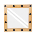 GloboStar® MAKEUP MIRROR-80x80-1 Μοντέρνος Καθρέπτης Μακιγιάζ με Πλαίσιο Φυσικού Ξύλου με Διακόπτη On/Off 12 x E27 AC220-240V - Μ80 x Π7 x Υ80cm - Μπεζ Δρυς - Image 4