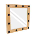 GloboStar® MAKEUP MIRROR-80x80-1 Μοντέρνος Καθρέπτης Μακιγιάζ με Πλαίσιο Φυσικού Ξύλου με Διακόπτη On/Off 12 x E27 AC220-240V - Μ80 x Π7 x Υ80cm - Μπεζ Δρυς - Image 5