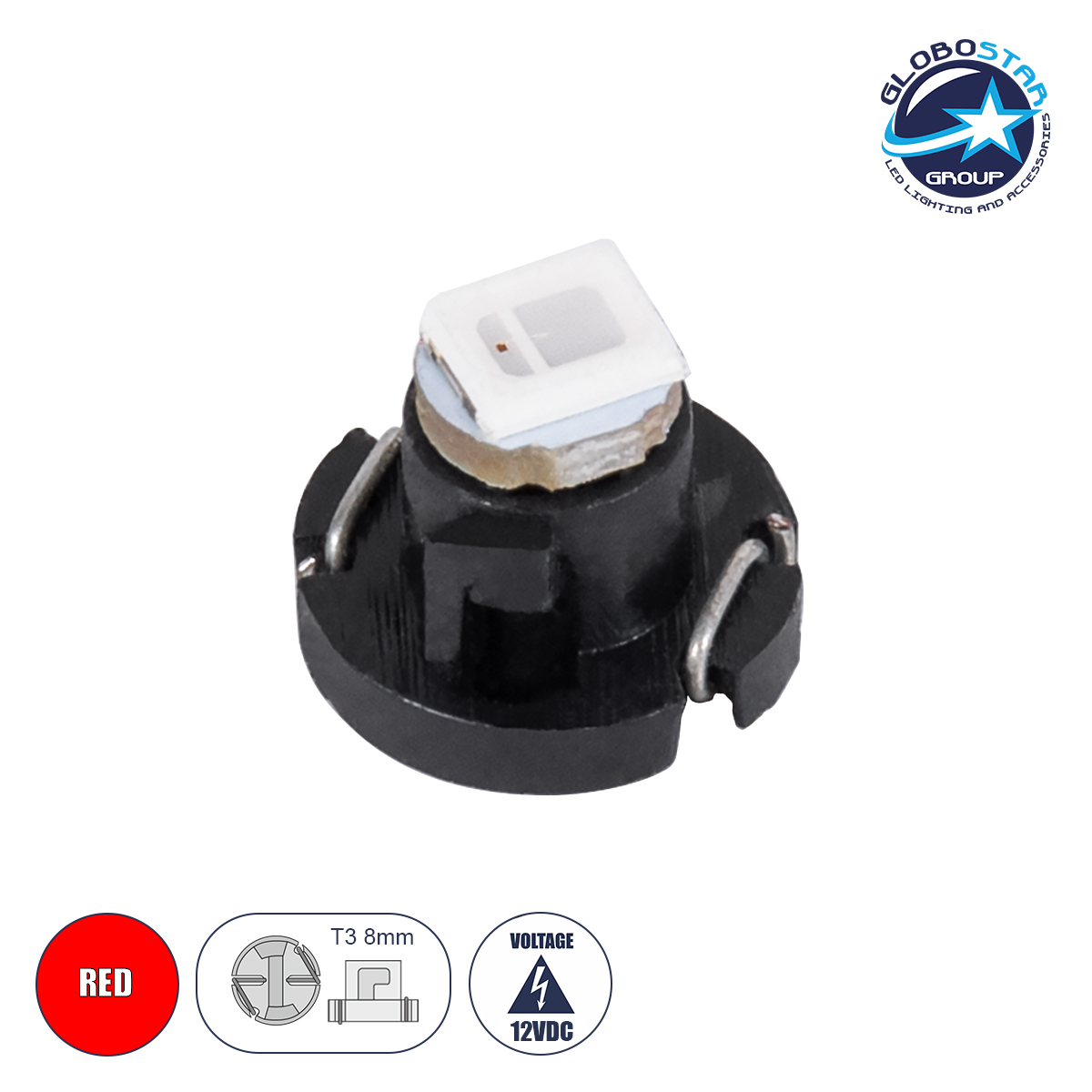 81003_1 GloboStar® T3 81003 Λάμπα Αυτοκινήτου LED 1xSMD1210 0.2W 30lm 120° DC 12V IP20 Μ0.8 x Π0.8 x Υ0.7mm Κόκκινο - Image 1