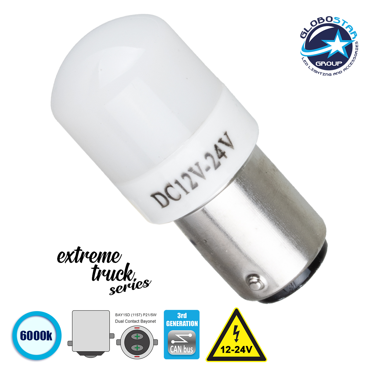 81268_1 GLOBOSTAR® P21/5W-1157 81268 Λάμπα P21/5W 1157 BAY15D CANbus LED 4.92W 450lm 360° DC 12-24V IP20 Ψυχρό Λευκό 6000K - 6 x Epistar SMD3030 Chip - Μ2 x Π2 x Υ4.5cm - 1 Χρόνο Εγγύηση - Image 1