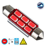 GloboStar® C5W 81318 Λάμπα Αυτοκίνητου 39mm FESTOON  2nd Generation Can-Bus Series LED 6 SMD 5630 2W 72lm 120° DC 12V IP20 Κόκκινο